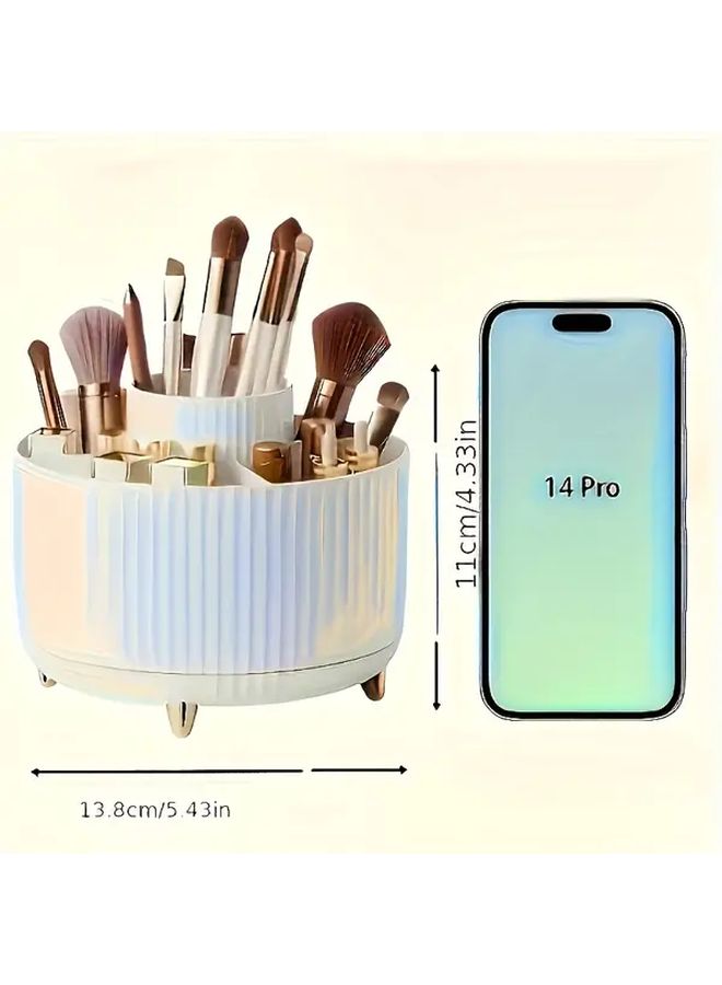 Pink Electroplated Rotating Makeup Organizer 7 Compartments Desktop Storage Box - Image 5