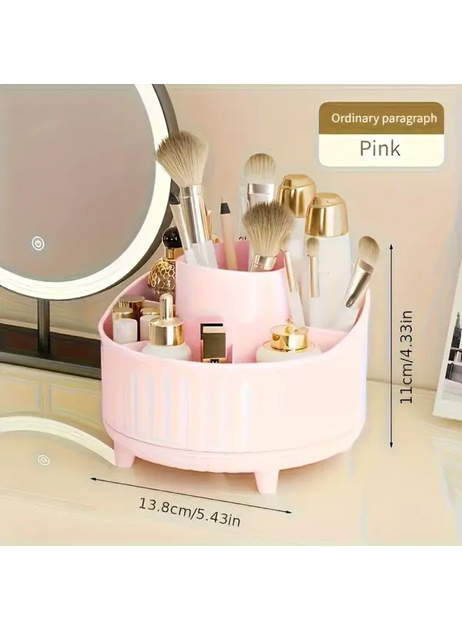 Pink Electroplated Rotating Makeup Organizer 7 Compartments Desktop Storage Box - Image 4