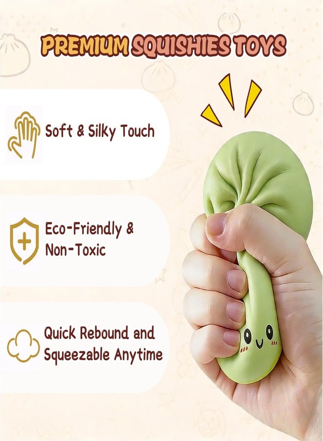 yemyig Dumpling Squishy 4 Pack, Glitter Dumpling Squishy Fidget Sensory Toys, Colorful Dumplings Squishies Stress Balls for Anxiety Relief, Bao Bun Squeeze for Kids Adults Presents - Image 5