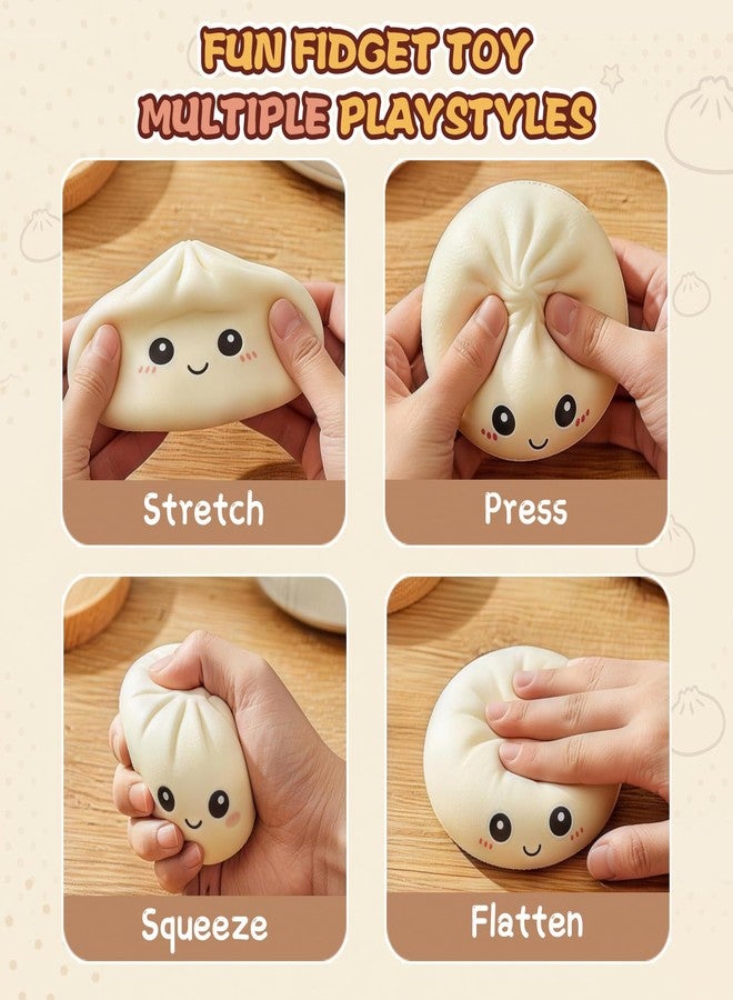 yemyig Dumpling Squishy 4 Pack, Glitter Dumpling Squishy Fidget Sensory Toys, Colorful Dumplings Squishies Stress Balls for Anxiety Relief, Bao Bun Squeeze for Kids Adults Presents - Image 3