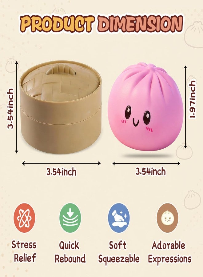 yemyig Dumpling Squishy 4 Pack, Glitter Dumpling Squishy Fidget Sensory Toys, Colorful Dumplings Squishies Stress Balls for Anxiety Relief, Bao Bun Squeeze for Kids Adults Presents - Image 2