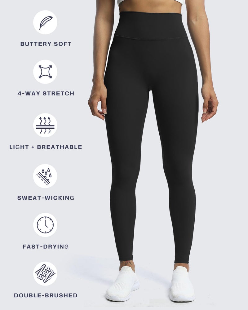 Aoxjox High Waisted Workout Leggings for Women Trinity Yoga Pants 26.5" (Black, Large) - Image 5
