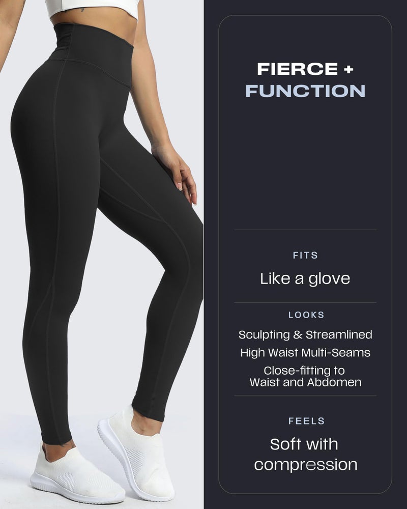 Aoxjox High Waisted Workout Leggings for Women Trinity Yoga Pants 26.5" (Black, Large) - Image 3