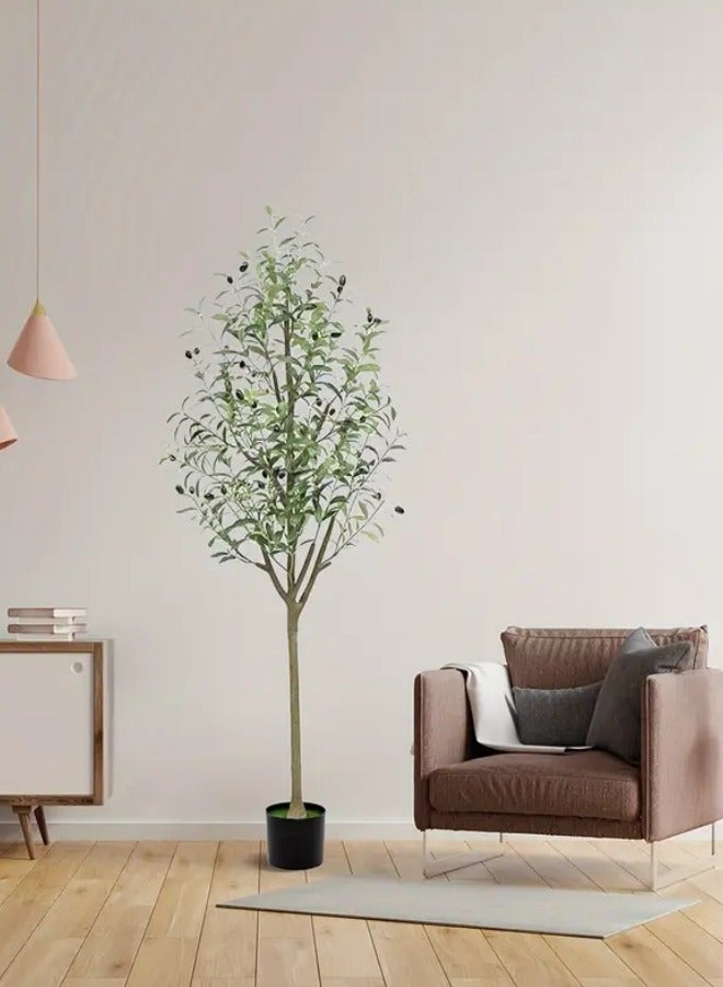 HXDream 150CM Artificial Olive Tree with Fruits, Realistic Trunk & Leaves, Includes Black Planter & Fake Moss, Low-Maintenance Plastic Decor for Year-Round Home, Office, or Celebration Events, Perfect for Floor Placement  - Image 4