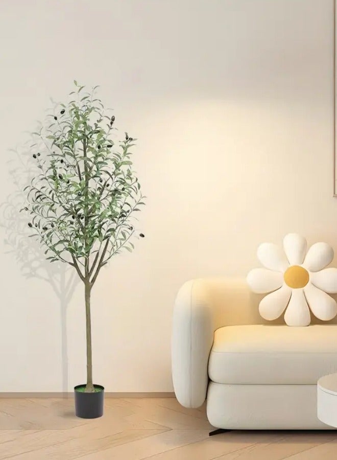 HXDream 150CM Artificial Olive Tree with Fruits, Realistic Trunk & Leaves, Includes Black Planter & Fake Moss, Low-Maintenance Plastic Decor for Year-Round Home, Office, or Celebration Events, Perfect for Floor Placement  - Image 5