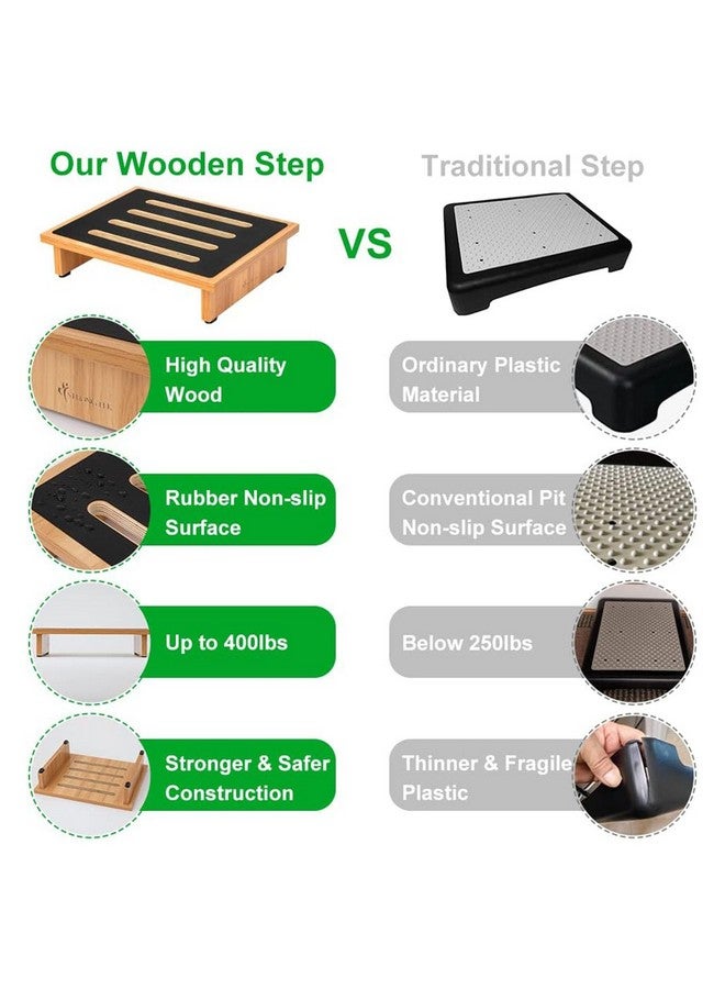 StrongTek StrongTek One Step Stool for Adults with Non-Slip Rubber Stepping Surface, Portable Single Wooden Riser, 440 lb. Load Capacity for Kitchen, Bathroom, or Bedside, Kid and Senior Support  - Image 2