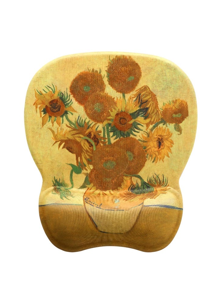 MROCO Ergonomic Mouse Pad with Gel Wrist Rest, Smooth Wrist Support Surface, Non-Slip PU Base for Pain Relief, Comfortable Mousepad for Computer, Laptop, Office & Home, 9.4 x 8.1 in, Sunflower - Image 1