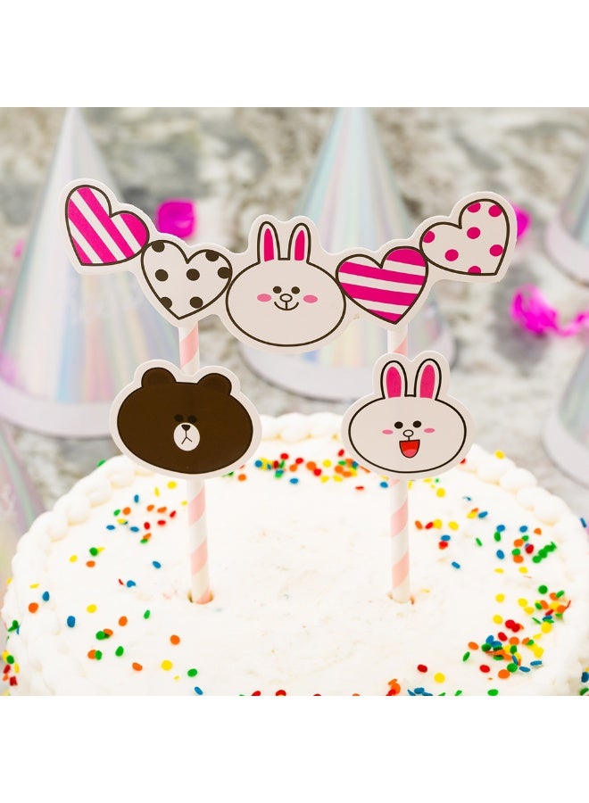 Restaurantware Top Cake Bunny Cake Toppers, 100 Assorted Rabbit Cake Toppers - Features Bunnies, Bears, And Hearts, For Kids' Birthday Parties, Weddings, Or Baby Showers, Paper Bunny Cake Decorations - Image 3