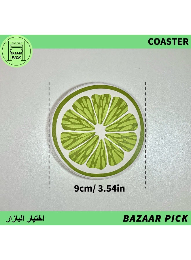 قواعد أكواب سيراميك ماصة للمياه بقطر 9 سم - طقم كوستر بتصميم فواكه منعشة مع قاعدة فلين مانعة للانزلاق، لديكور المنزل والمكتب - Image 1