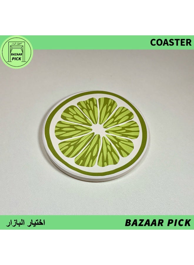 قواعد أكواب سيراميك ماصة للمياه بقطر 9 سم - طقم كوستر بتصميم فواكه منعشة مع قاعدة فلين مانعة للانزلاق، لديكور المنزل والمكتب - Image 2