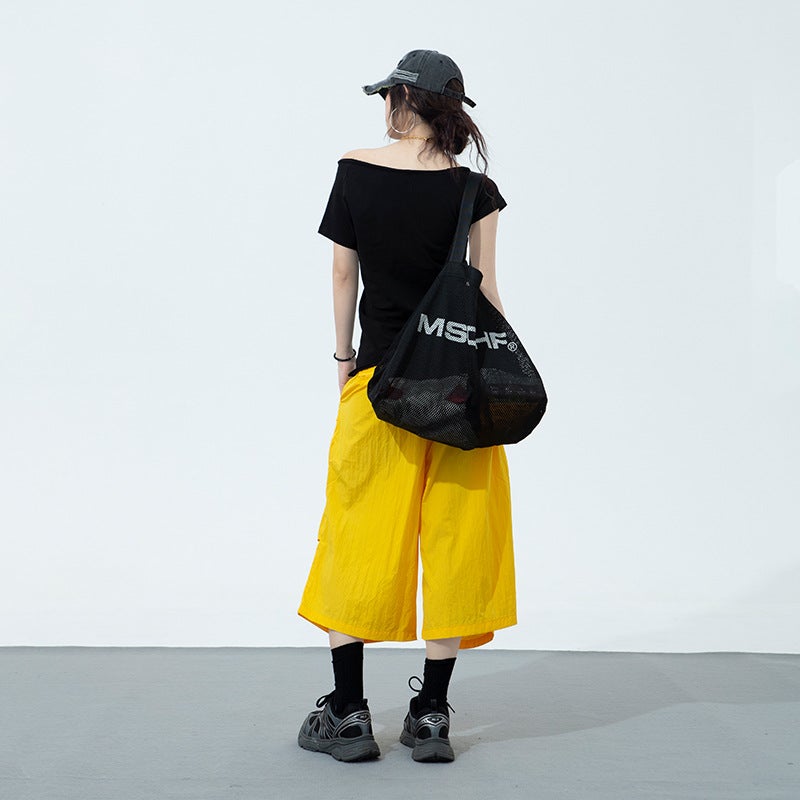 Attention Moment Yellow Workwear Casual Pants Children'S Summer Thin Outdoor Functional Wind Loose Straight Cropped Pants - Image 5
