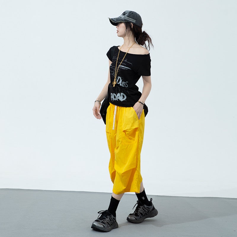 Attention Moment Yellow Workwear Casual Pants Children'S Summer Thin Outdoor Functional Wind Loose Straight Cropped Pants - Image 4