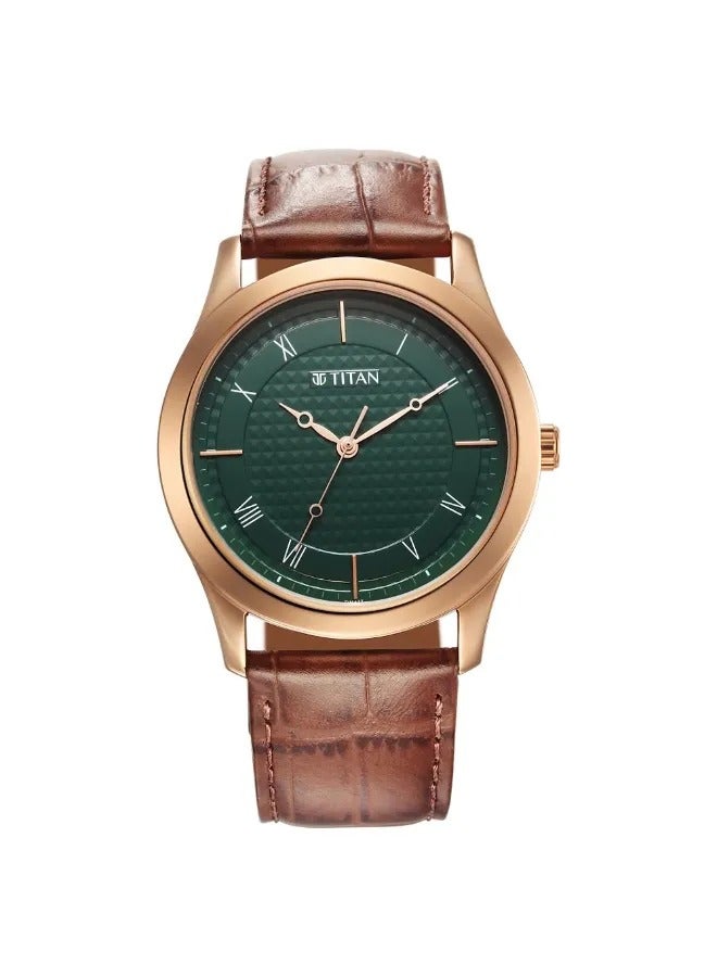 TITAN Men's Analog Round Shape Leather Wrist Watch - 1823WL02 - 47.3 Mm - Image 1