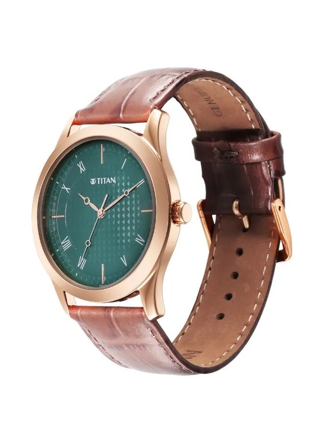 TITAN Men's Analog Round Shape Leather Wrist Watch - 1823WL02 - 47.3 Mm - Image 3