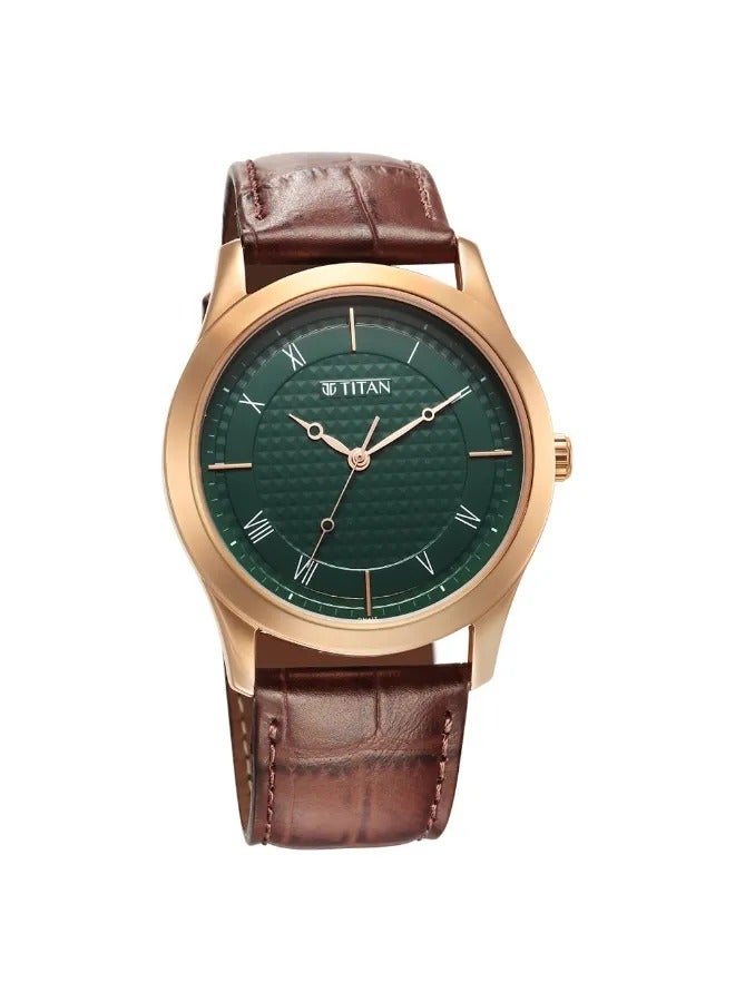TITAN Men's Analog Round Shape Leather Wrist Watch - 1823WL02 - 47.3 Mm - Image 2