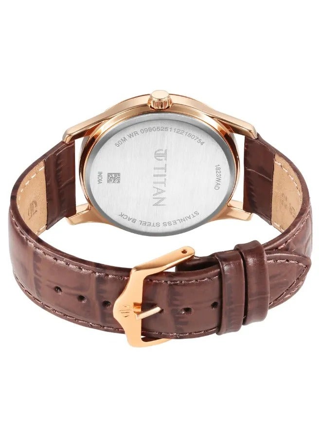 TITAN Men's Analog Round Shape Leather Wrist Watch - 1823WL02 - 47.3 Mm - Image 5