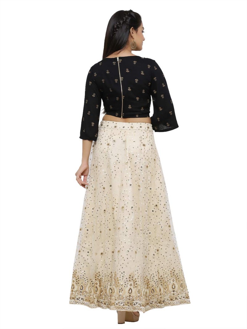 Juniper Women Net Lehenga Choli Readymade Ivory S - Image 2