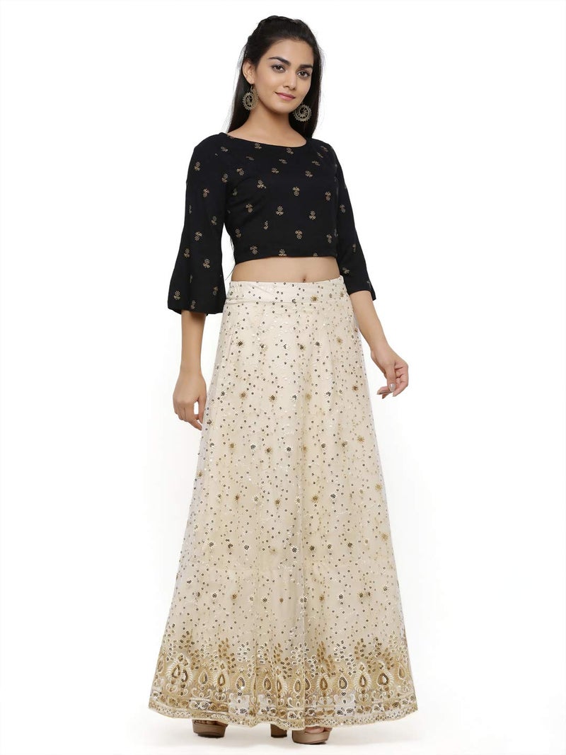 Juniper Women Net Lehenga Choli Readymade Ivory S - Image 4