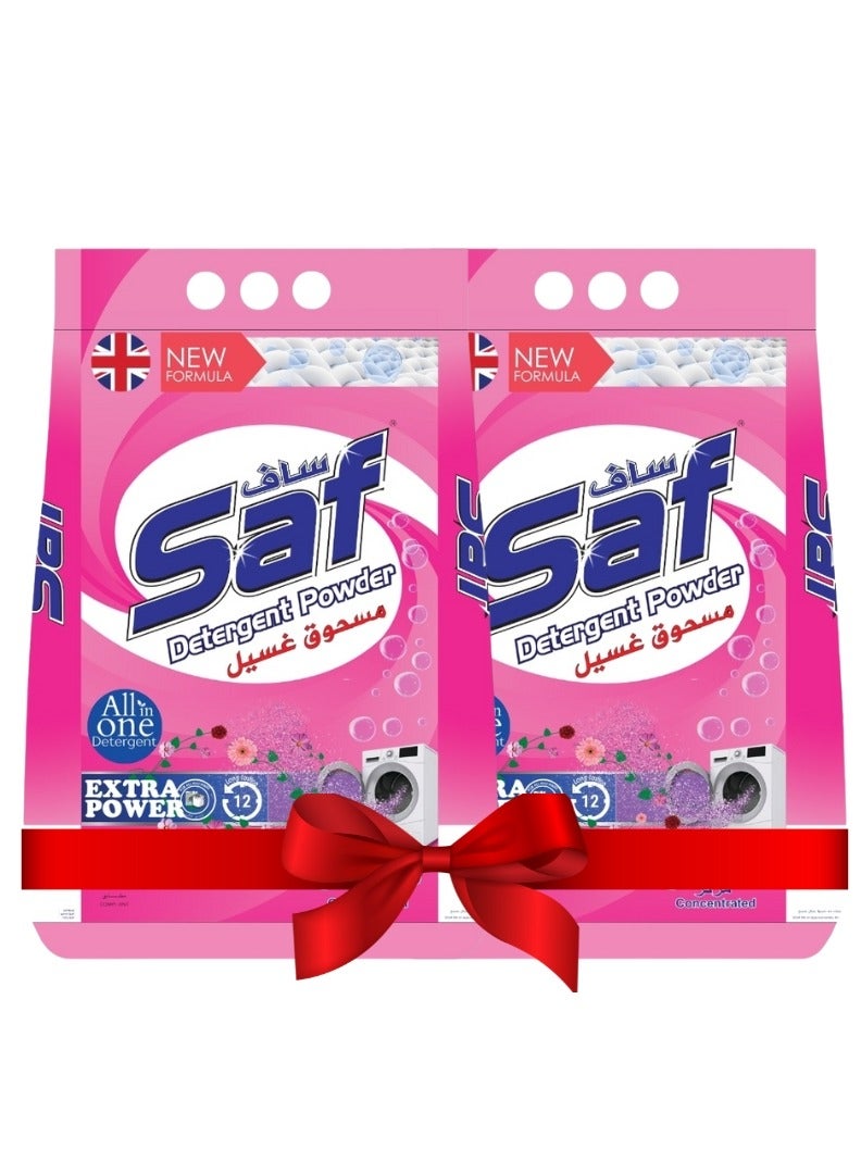 SAF Detergent Powder 3kg, Pink Pack of 2 - Powerful Laundry Cleaning Solution for Vibrant Clothes - Image 1