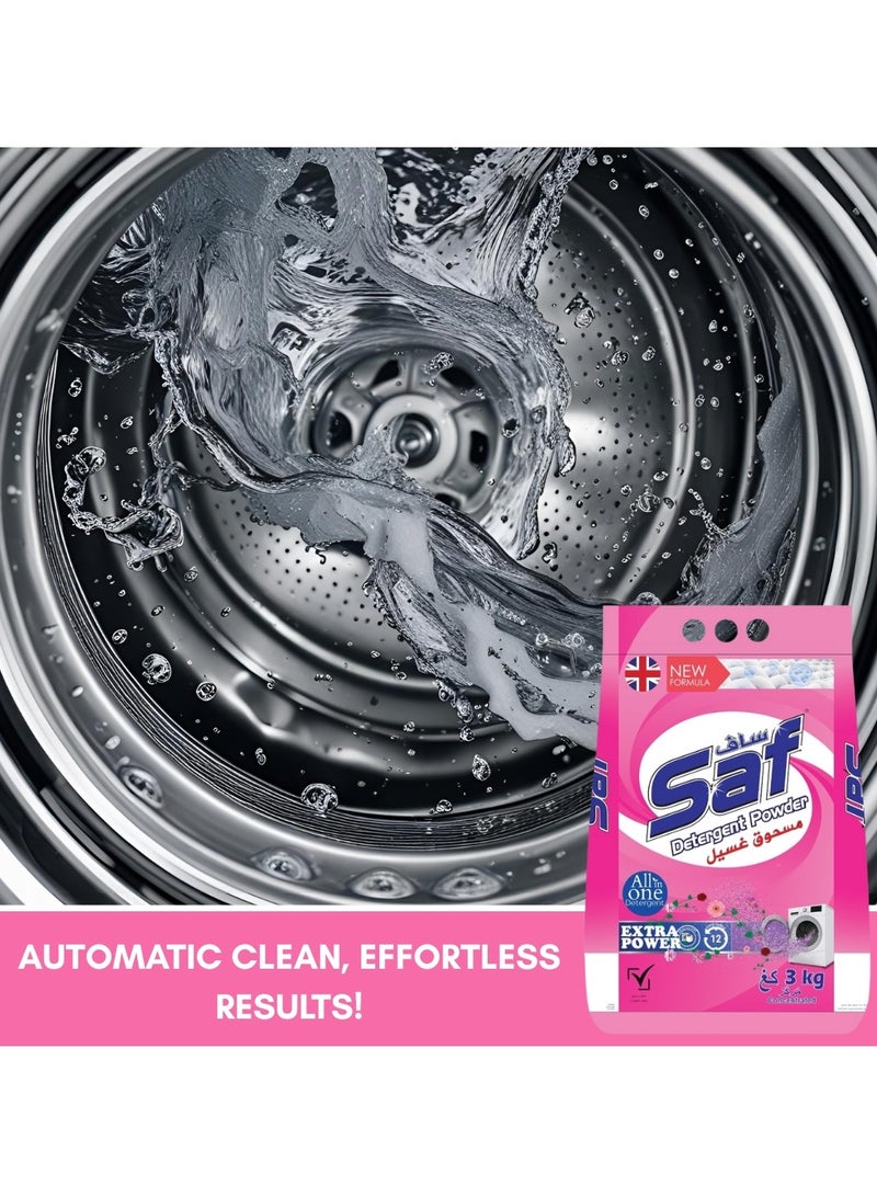 SAF Detergent Powder 3kg, Pink Pack of 2 - Powerful Laundry Cleaning Solution for Vibrant Clothes - Image 3