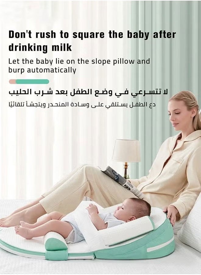 Vinnatsu Baby Nursing Pillow Infant Anti-Spit Milk Slope Mat Multi-Functional Plus Size Infant Feeding Support Memory Cotton Newborn Breastfeeding Pillow 0-30° Height Adjustable  - Image 3