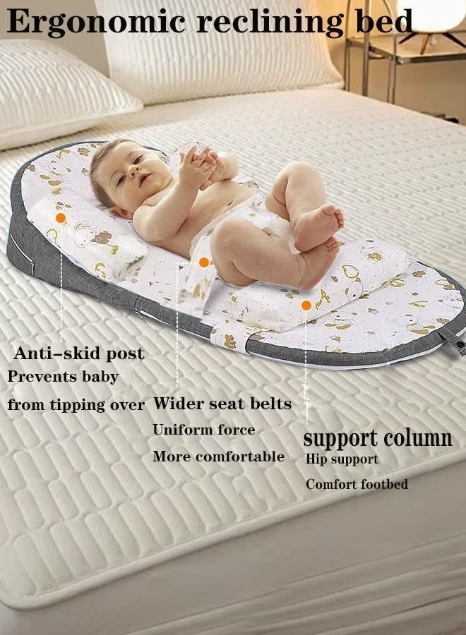 Vinnatsu Baby Nursing Pillow Infant Anti-Spit Milk Slope Mat Multi-Functional Plus Size Infant Feeding Support Memory Cotton Newborn Breastfeeding Pillow 0-30° Height Adjustable Grey - Image 3