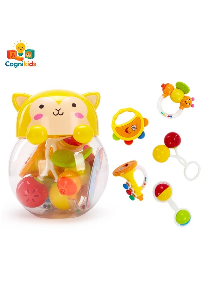 COGNIKIDS Baby Rattle Toy Set (5pcs) | Infant Teething Rattles with Silicone, Sound & Light | Colorful Newborn Toys for Sensory Development, BPA-Free for Ages 0+  assorted 1pc - Image 1