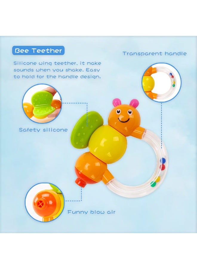 COGNIKIDS Baby Rattle Toy Set (5pcs) | Infant Teething Rattles with Silicone, Sound & Light | Colorful Newborn Toys for Sensory Development, BPA-Free for Ages 0+  assorted 1pc - Image 5