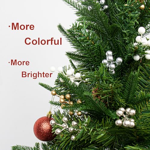 LLZLL 32 Pack Christmas Picks Artificial Christmas Tree Berries 6.5 Inch Holly Berry Stems for Winter Xmas Holiday DIY Ornaments（White） - Image 3