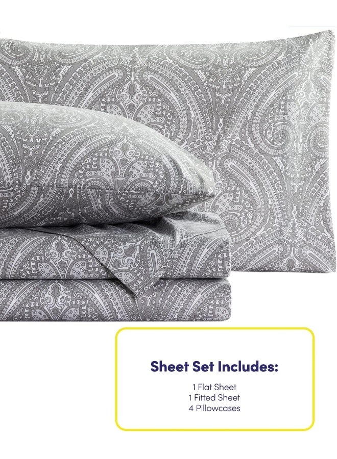 Sweet Home Collection Queen Sheets Paisley Grey  6 Piece 1500 Supreme Collection Fine Brushed Microfiber Deep Pocket Queen Sheet Set Bedding  2 Extra Pillow Cases Great Value Queen Paisley Gray  - Image 3