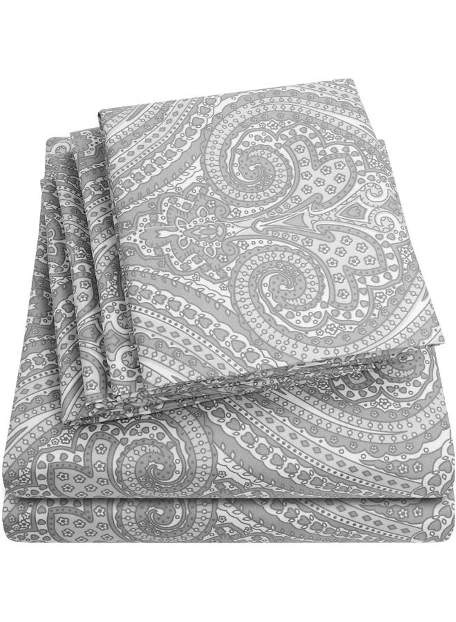 Sweet Home Collection Queen Sheets Paisley Grey  6 Piece 1500 Supreme Collection Fine Brushed Microfiber Deep Pocket Queen Sheet Set Bedding  2 Extra Pillow Cases Great Value Queen Paisley Gray  - Image 5
