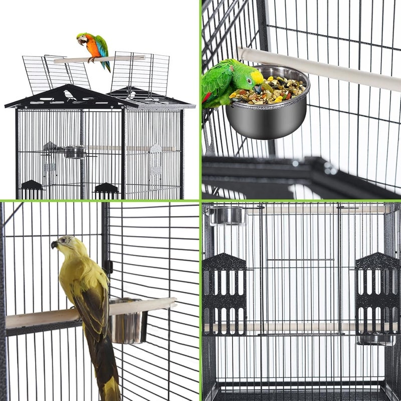 TDOO Global assorted color picks 52-Inch Large Metal Bird Cage with Open Top – Standing Parrot & Parakeet Flight Cage, Rolling Stand & Bottom Tray Included, Bird Villa with 2 Stainless Steel Feeding Cups Slow wear optimized quality - Image 4