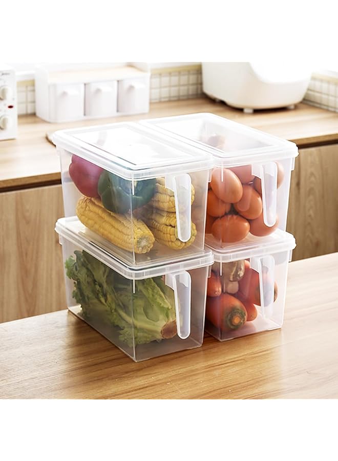 ECVV 5L Large Fridge Organizer Food Storage Containers Stackable Refrigerator Organizer Bins With Lids Clear Plastic Square Produce Saver For Fruits,Vegetable,Meat(Set Of 4 Pack) - Image 1