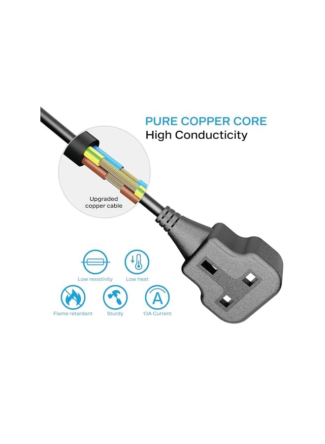 promass 5m Power Extension Lead, Heavy-Duty Single Socket with UK 3-Pin Plug, Fireproof Extension Cord for Outdoor, Garden, Warehouse, Home Renovation, Black (5M) - Image 5