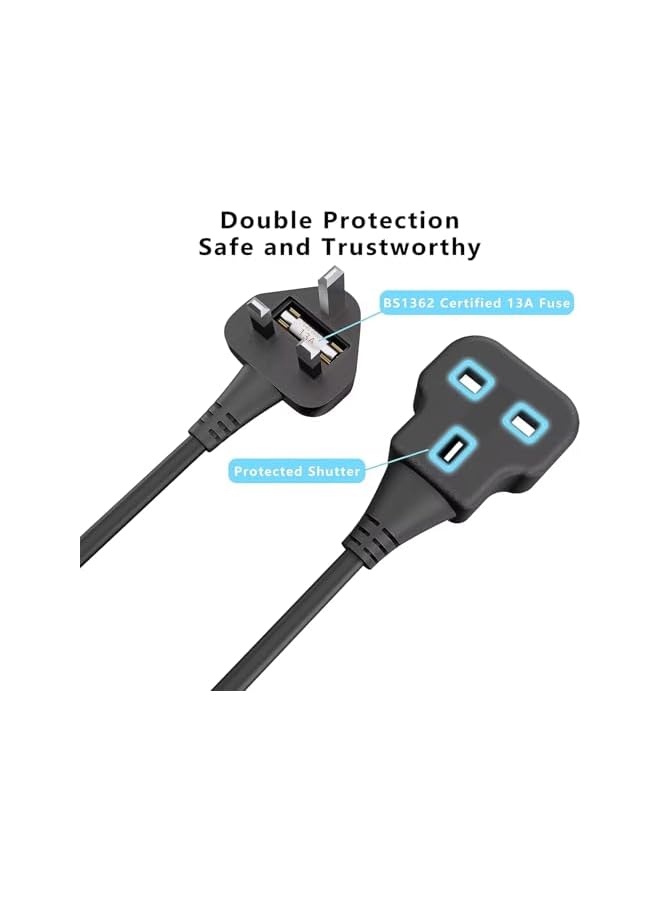 promass 5m Power Extension Lead, Heavy-Duty Single Socket with UK 3-Pin Plug, Fireproof Extension Cord for Outdoor, Garden, Warehouse, Home Renovation, Black (5M) - Image 4