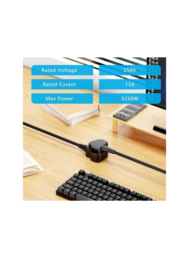 promass 5m Power Extension Lead, Heavy-Duty Single Socket with UK 3-Pin Plug, Fireproof Extension Cord for Outdoor, Garden, Warehouse, Home Renovation, Black (5M) - Image 3