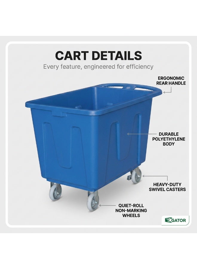 Gator Plastic Laundry Cart on Wheels | Extra Large Commercial Linen Trolley for Hotels, Hospitals & Laundries | 400 Ltr | Blue - Image 3