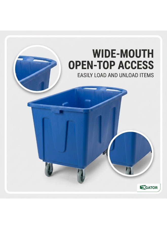 Gator Plastic Laundry Cart on Wheels | Extra Large Commercial Linen Trolley for Hotels, Hospitals & Laundries | 400 Ltr | Blue - Image 4