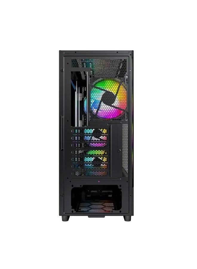 MONTECH X5M Micro-ATX PC Case, mATX Support, 4脳120mm Pre-Installed ARGB Fans, Tempered Glass Side Panel, 360mm Radiator Support (Front/Top), USB Type-C, GPU Holder, High-Airflow Carbon Front Panel | Black  - Image 4