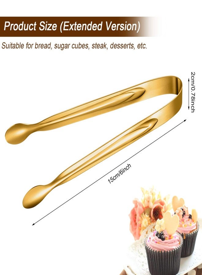 Gejoy 12 Pieces Mini Tongs Stainless Steel Small Sugar Serving Tongs for Charcuterie Board Appetizers Dessert Serving Food Tiny Party Danish Candy(6 Inch,Gold) - Image 4