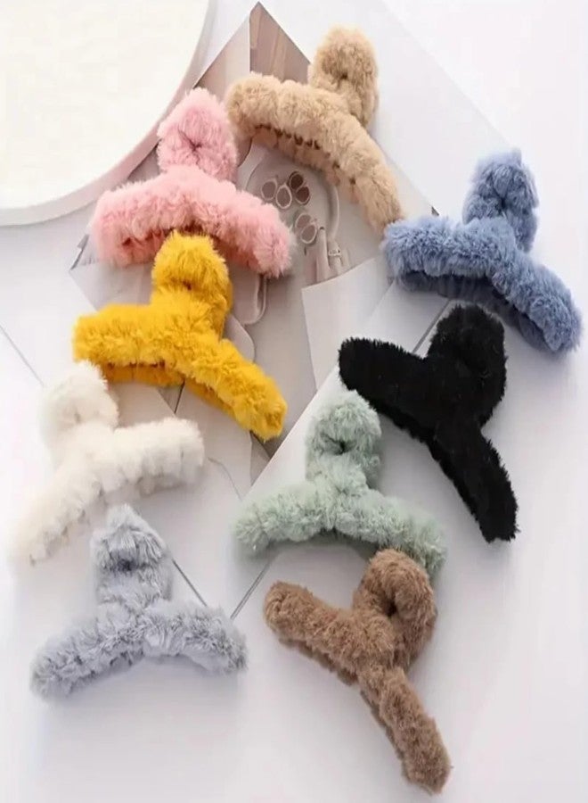 FULLFILLS Soft Faux Fleece Fur Large Hair Clutcher, Clip,Claw,Clamp,Fluffy Pack of 3 PCS Multicolour (Random Color) - Image 5