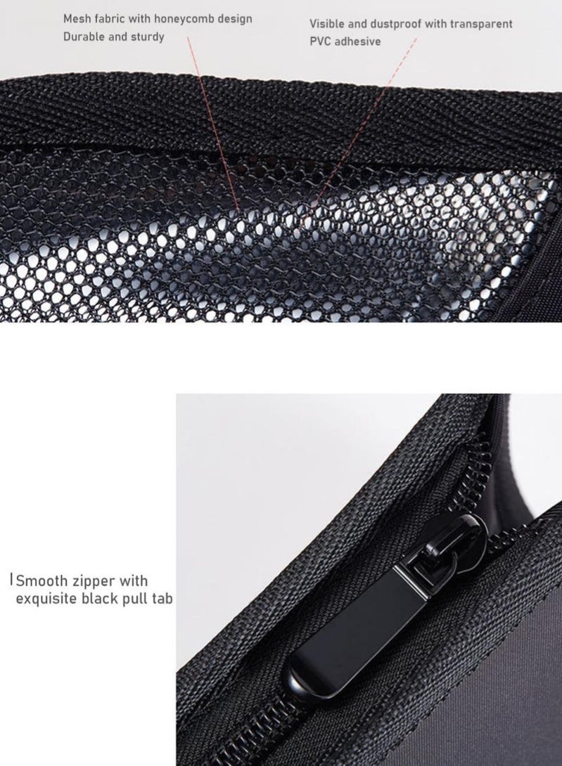 حامل فرش المكياج، حقيبة تنظيم فرش المكياج، حقيبة أدوات تجميل مقاومة للماء، حقيبة مكياج شبكية بسحاب، لون أسود - Image 4