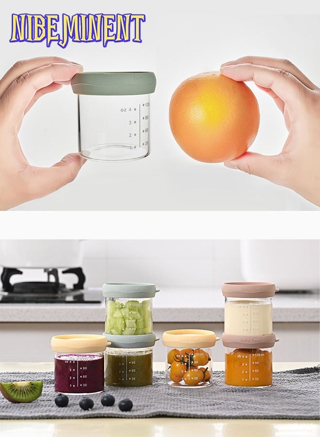 NIBEMINENT 4 Pack Glass Baby Food Storage Containers with Lids, Microwavable Baby Food Storage Containers, Baby Food Freezer Tray, Glass Baby Food Jars  - Image 5