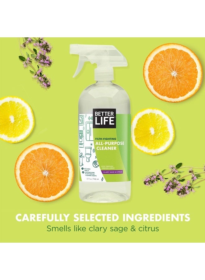 Better Life All Purpose Cleaner - Multipurpose Home and Kitchen Cleaning Spray for Glass, Countertops, Appliances, Upholstery & More - Multi-surface Spray Cleaner - 32oz (Pack of 2) Clary Sage/Citrus - Image 3