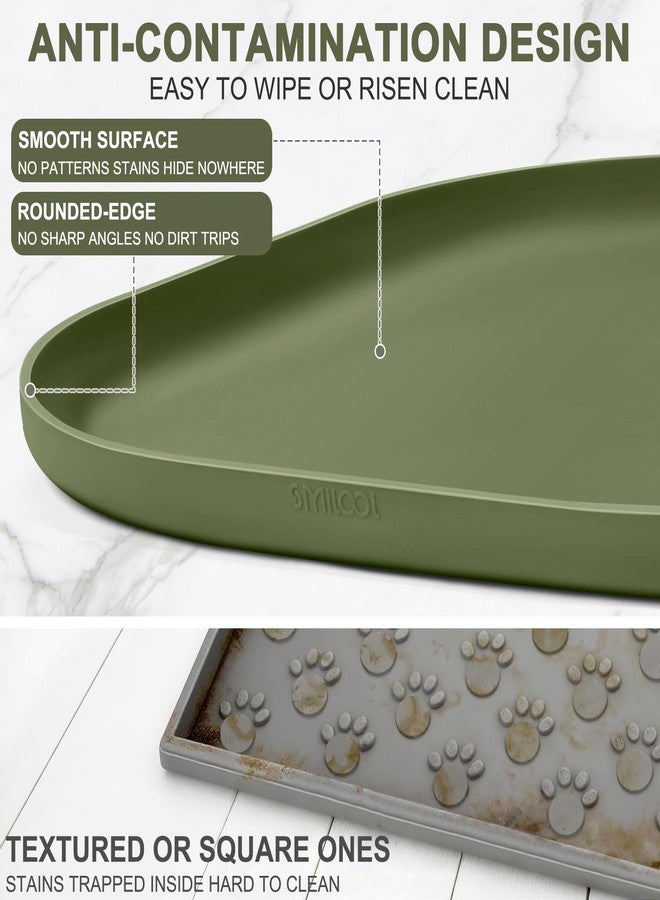 SMILOOL Small Silicone Pet Food Mat with Raised Edge for Food and Water Bowl, Square Dog Feeding Mats, Cat Food Trays for Floor Waterproof, Rubber Tray for Dogs and Cats, 12 x 12 x 0.7 Light Olive Green - Image 5
