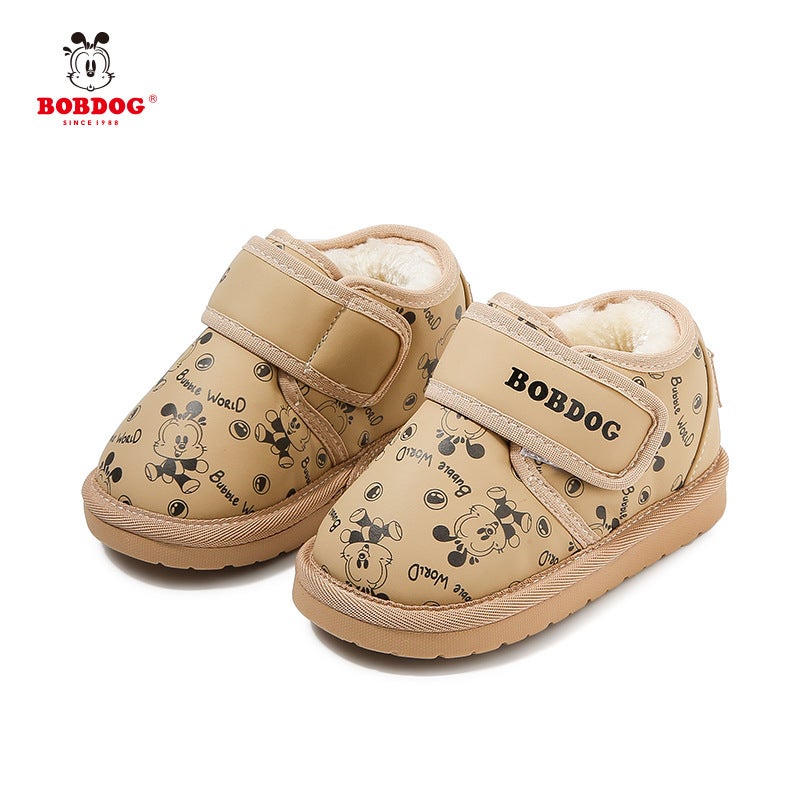Babu Bean Children'S Snow Boots 2024 Winter Fleece-Lined Thickened Girls Baby Cotton Shoes Soft Sole Non-Slip Boys' Ankle Boots - Image 1