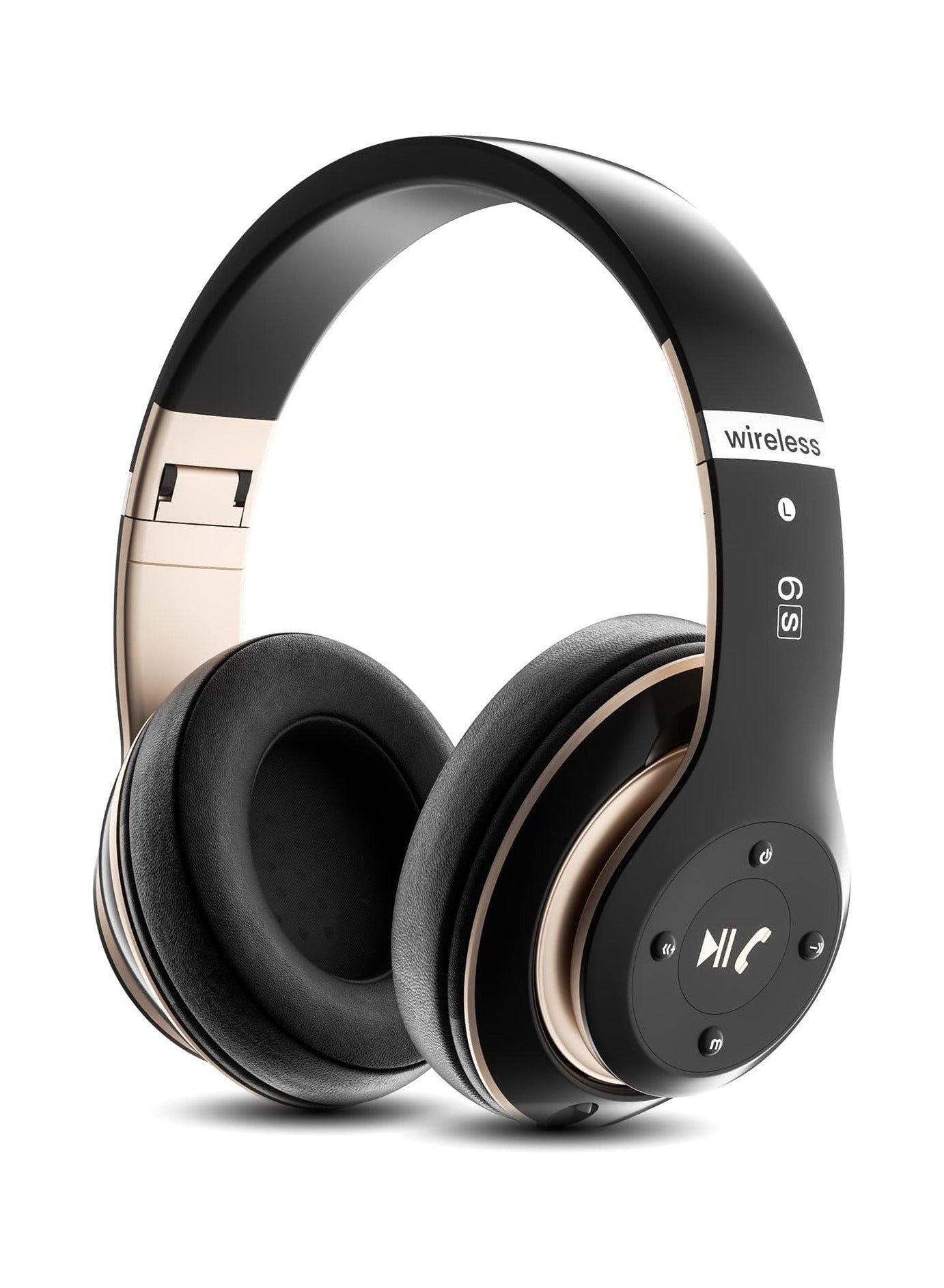 Headphones Over Ear, 40 Hours Playtime Foldable Wireless Headphones with 6EQ Modes, Headphones with Built-in Mic, Headset Wireless and Wired Hi-Fi Stereo, FM/TF for Mobile/PC/TV (Black)