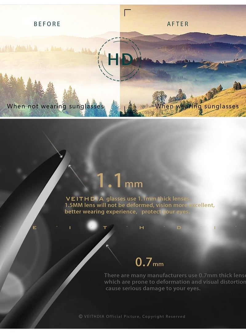 Veithdia نظارات شمسية للرجال، إطار نصف رياضي من الألومنيوم والمغنيسيوم، نظارات شمسية بساق زنبركية، نظارات صيد مستقطبة للقيادة - Image 5