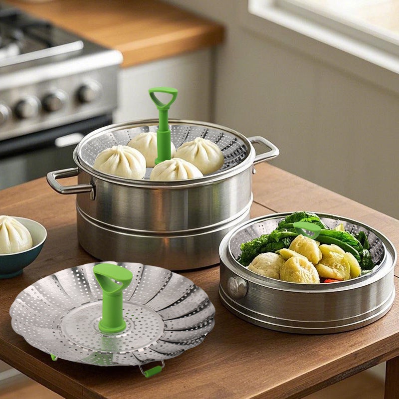Stainless Steel Steamer Basket - Adjustable & Foldable for Home Use - Image 2