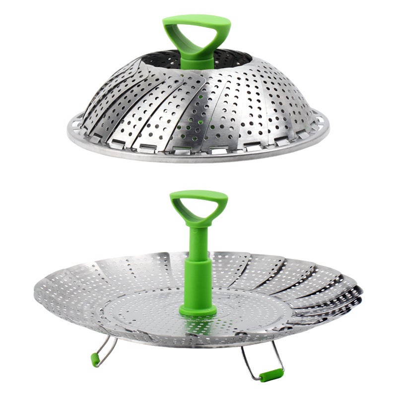Stainless Steel Steamer Basket - Adjustable & Foldable for Home Use - Image 1